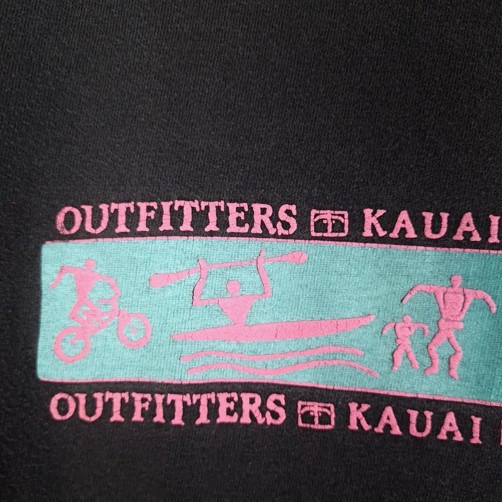Vintage Outfitters Kauai Shirt Mens Large Black Kayak Hiking Graphic 90s USA - Picture 5 of 16